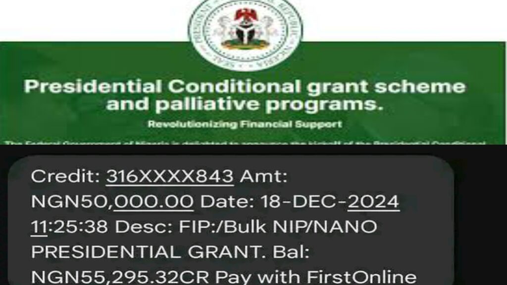 Payment of FG 50k Grant continues today.